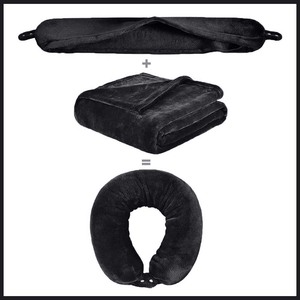طقم بطانية سفر ووسادة رقبة 2 في 1 - بطانية محمولة ناعمة ودافئة ومريحة للسفر بالطائرة والتخييم ورحلات السيارة - Product Image 2