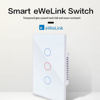 Ewelink Interruptor de Luz Inteligente WiFi de 1, 2, 3 o 4 Gangs, Panel de Pared Estilo Americano, Sin Neutro, Interruptores Táctiles, Control por Voz a través de APP, Temporizador, Compatible con Alexa y Google Home