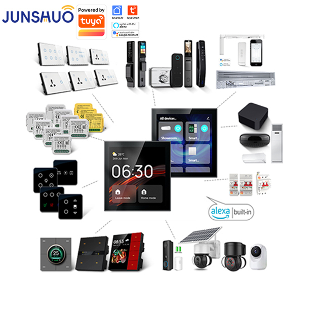 JUNSHUO 4-Inch Multi-Functional Touch Screen Smart Home Control Panel Alexa Voice Zigbee Central Control Tuya Smart Kits System