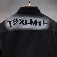 Veste en jean surdimensionnée de style streetwear Y2K délavée, en denim japonais lourd, style workwear