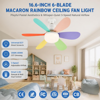 Ventilateur de plafond LED silencieux E26 E27 à 6 pales souples, petit ventilateur décoratif avec lumière pour chambre d'enfant et décoration intérieure
