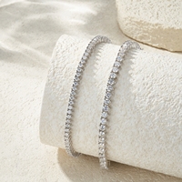 Bracelet tennis en moissanite, argent sterling 925, 8,8g, serti à griffes, coupe brillant ronde, chaîne à maillons pour femme