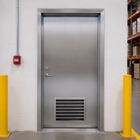 Porte coupe-feu en acier avec grille de ventilation à persiennes et fonction de fermeture automatique pour hôpitaux, écoles, supermarchés, ateliers