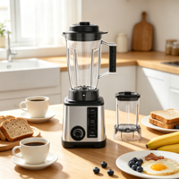 Blender électrique avec boîtier en acier inoxydable, presse-agrumes et moulin à noix 2 en 1 pour la maison