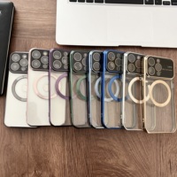 Grande fenêtre galvanisée magnétique housse de téléphone pour iPhone 14 housse de téléphone pour iPhone 15 Pro Max coque de téléphone transparente en TPU