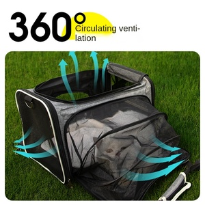 Kedi ve Küçük Köpekler İçin Taşınabilir Katlanabilir Genişletilebilir Oxford Kumaş Fermuarlı Evcil Hayvan Çantası, Dış Mekan Seyahatleri ve Araba Kullanımı İçin - Product Image 3