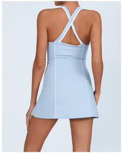 M117热卖女网球裙压缩柔软弹力方领弹力运动连衣裙 - Product Image 5