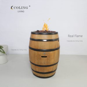 Table de foyer au gaz en forme de baril de <span class=keywords><strong>whisky</strong></span> de luxe avec 65 000 BTU certifiée CE, écologique, pour jardin, patio, cour - Product Image 2
