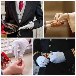 Biểu Tượng Tùy Chỉnh Trắng Trang Phục Chính Thức Cotton Thoáng Khí Chống Trượt Kết Cấu Mịn Găng Tay An Toàn Cho Tổ Chức Sự Kiện Nhân Viên Ma Thuật Hiển thị Quản Viên Trang Phục - Product Image 6