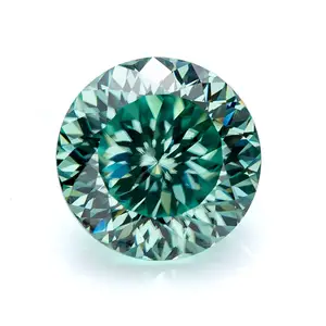 Moissanita de corte redondo y verde, piedra brillante de alta calidad, 0,5-4CT, venta al por mayor