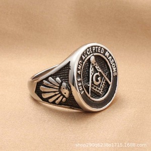 Men's Retro Silver Letter <b>Ring</b> <b>Titanium</b> Steel Punk Style Gift Jewelry - Product Image 3
