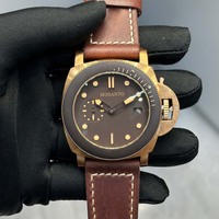 Montre de plongée mécanique automatique pour homme, boîtier en bronze de 47 mm, étanche à 300 m, bracelet en cuir véritable, montre-bracelet de sport