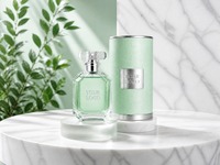 Flacon de parfum en verre octogonal vert menthe avec logo personnalisé, plaque signalétique argentée, 100 ml, 50 ml, OEM, ODM, vente en gros, unisexe