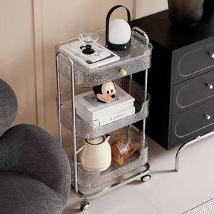 Chariot utilitaire roulant moderne avec tiroirs et étagère ouverte, chariot de rangement roulant en acrylique transparent pour salon de beauté, spa et usage domestique - Product Image 2
