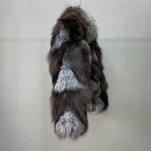Veste en fourrure pour femmes, manteau <span class=keywords><strong>court</strong></span> <span class=keywords><strong>à</strong></span> col montant, peut être personnalisée, couleur véritable, renard argenté, épissage des cheveux du ventre - Product Image 5