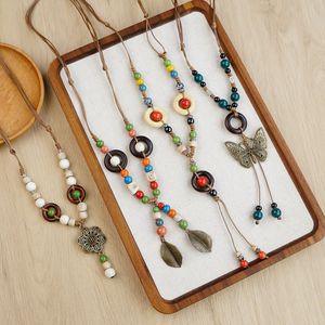 Collar de Mariposa de Cerámica Tejido a Mano HX151 Boh, Collar Étnico Hecho a Mano, <span class=keywords><strong>Cadena</strong></span> de Suéter Vintage con Múltiples Elementos para Mujer - Product Image 1