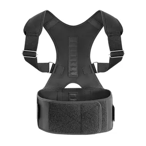 Magnetic Adjustable Back Support Belt Posture Corrector for Unisex Adult Black Zip Bag Universal Shoulder Support Women Slimming