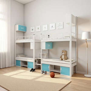 Lits superposés modernes en métal avec espace de rangement, montage facile, design gain de place pour hôtels, écoles, appartements - Product Image 2