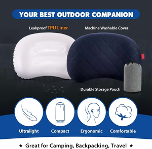 Oreiller de camping gonflable ultraléger avec housse amovible et lavable, oreiller de voyage portable pour l'extérieur et l'avion - Product Image 2