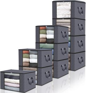 <b>Folding</b> Rectangle Non-woven Fabric Clothing <b>Storage</b> <b>Box</b>-Collapsible Multifunctional 66-105L Capacity - Product Image 1