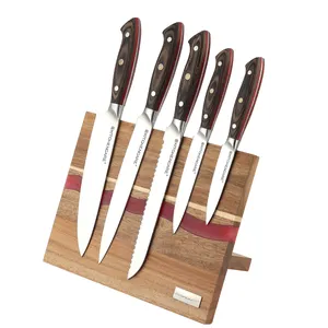 KITCHENCARE profesyonel 6 adet bıçak blok seti ahşap saplı messer seti mutfak bıçağı seti