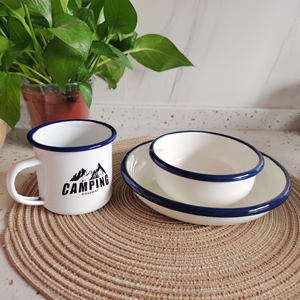 Nouveaux produits tasse en émail en métal ensemble de bols pour enfants vaisselle pour enfants plats assiette à dîner - Product Image 2