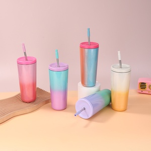 Vente chaude 304 En Acier Inoxydable Vide Thermos Tasse Haute Couleur Valeur Portable Tasse À Café Anti-Drop Paille pour Voyage Ménage - Product Image 1