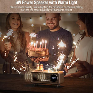 OEM/ODM <span class=keywords><strong>Radio</strong></span> <span class=keywords><strong>FM</strong></span> rotative à affichage de l'heure sonore classique rétro <span class=keywords><strong>Audiophile</strong></span> Lumière d'ambiance Gamme complète Lecteur de musique élégant Horloge Haut-parleur - Product Image 5