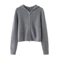 Ensemble en cachemire pour femmes, cardigan à capuche en tricot à double fermeture éclair personnalisé et pantalon large épaissi, ensemble en cachemire mélangé pour l'hiver