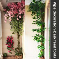 Plantes vertes artificielles de simulation, décoration de paysage artificiel, revêtement de tuyau en fausse écorce, couverture de gouttière, embellissement de balcon intérieur, style arbre
