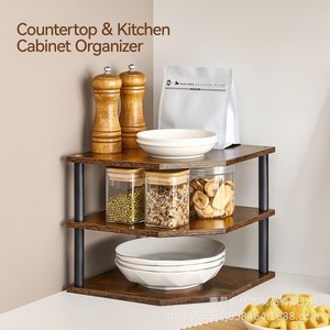 Cross-border wooden cabinet tray <b>plate</b> divider <b>rack</b> kitchen countertop dish divider storage board - Product Image 5