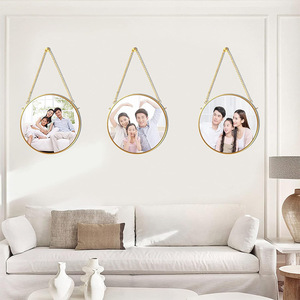 <span class=keywords><strong>Marco</strong></span> de fotos de vidrio de latón con flores secas redondas doradas, <span class=keywords><strong>marco</strong></span> flotante botánico redondo para decoración del hogar - Product Image 3