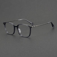 90008 Vente chaude Lunettes de vue en acétate de titane à monture intégrale, verres transparents bleus pour hommes et femmes