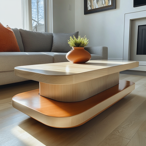 Tùy Chỉnh Rèn Sắt Chân Vòng Hai Tầng Trung Tâm Bảng Rắn Gỗ Hình Bầu Dục Bàn Cà Phê - Product Image 4