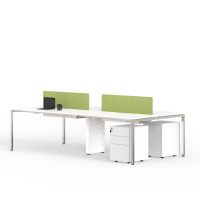 Postes de travail modulaires pour bureau, table de travail pour 4 personnes avec écran en tissu vert