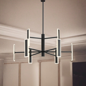 Lustre américain en métal noir acrylique Lustre européen moderne de luxe Suspension Salon Restaurant Chambre à coucher Lumière d'intérieur Décoration - Product Image 1