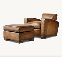 Fauteuil club classique OEM Sassanid, ensembles de mobilier de luxe pour la maison, bibliothèque, fauteuil en cuir vintage et ottoman