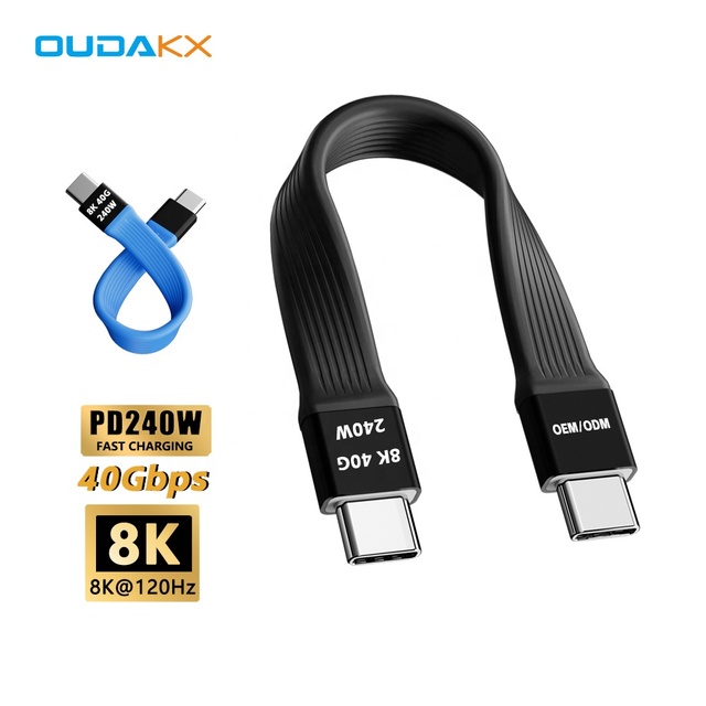 OEM Wholesale USB4 FPC Cable 40G Low Profile Flat Ribbon PD 240W Fast Charging 8K Type C Cable for Power Bank SSD External Drive