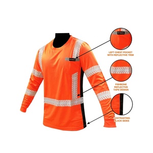 Maglietta di Sicurezza ad Alta Visibilità ANSI Classe 3 a Maniche Lunghe, T-Shirt da Lavoro per Edilizia, <span class=keywords><strong>Magliette</strong></span> Riflettenti di Sicurezza all'Ingrosso - Product Image 5