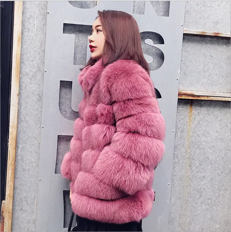 2022 Autumn And Winter New Faux Fur Women's Coat Stand-Up Collar Mid-Length Slim Fox Fur Coat Women