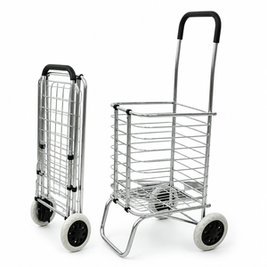 Chariot de courses portable à quatre roues 340L avec panier métallique, grande capacité, robuste, silencieux, pour supermarché et usage en magasin de détail, OEM - Product Image 1