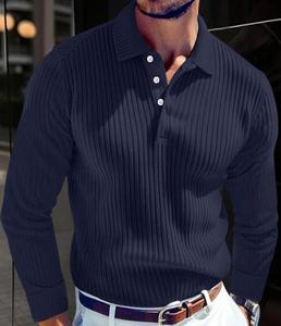 Primavera e autunno nuova luce di lusso maturo uomini Casual sport stile retrò moda a righe da uomo Outdoor <span class=keywords><strong>Polo</strong></span> <span class=keywords><strong>manica</strong></span> <span class=keywords><strong>lunga</strong></span> - Product Image 2