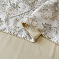 Parure de lit 4 pièces en satin de lyocell ultra doux 100S, imprimé floral végétal, 300 fils, housse de couette et drap