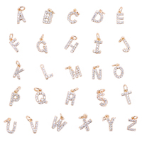 Pendentif lettre initiale plaqué laiton Zircon collier sans ternissement pendentif breloques or pierre précieuse zircon cubique super blanc 18K fête