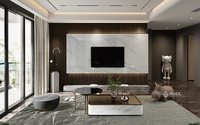 Solution unique Décoration Salon Architecture Design Villa de luxe Décor à la maison Rendu 3d Design d'intérieur moderne