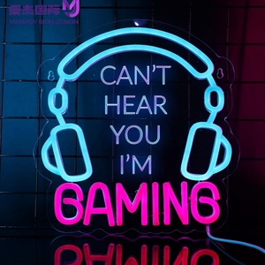 Insegna al Neon per Cuffie da Gaming, 'Non Ti Sento, Sto Giocando' Luci <span class=keywords><strong>LED</strong></span> al Neon per Decorazione Parete Sala Giochi per Ragazzi, Uomini, Adolescenti e Giocatori - Product Image 1
