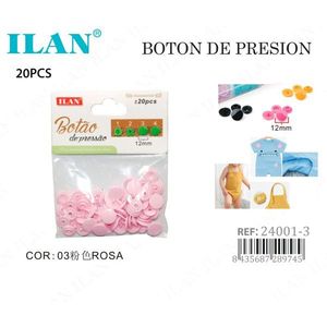 Bottoni a pressione Ilan 12mm in plastica rosa, 20 pezzi per vestiti da neonato - Product Image 1