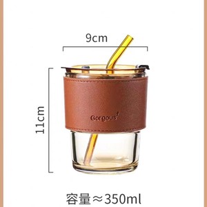 Taza de agua de 400ml con junta de bambú para chica de alta belleza al por mayor, taza de café de cristal de diseño novedoso con tapa y pajita, regalo de verano - Product Image 3