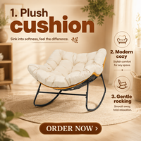 Fauteuil à bascule d'extérieur moderne et confortable en osier avec rembourrage en polyester