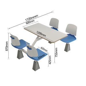 Bàn ghế nhà hàng, bàn ăn trường học chất lượng cao GUANGWEI, dành cho bốn người, bàn ghế căng tin học sinh - Product Image 4